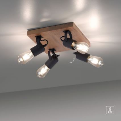 Leuchten Direkt 15634-18 - Spotlampe CANOP 4xE27/60W/230V akacietræ