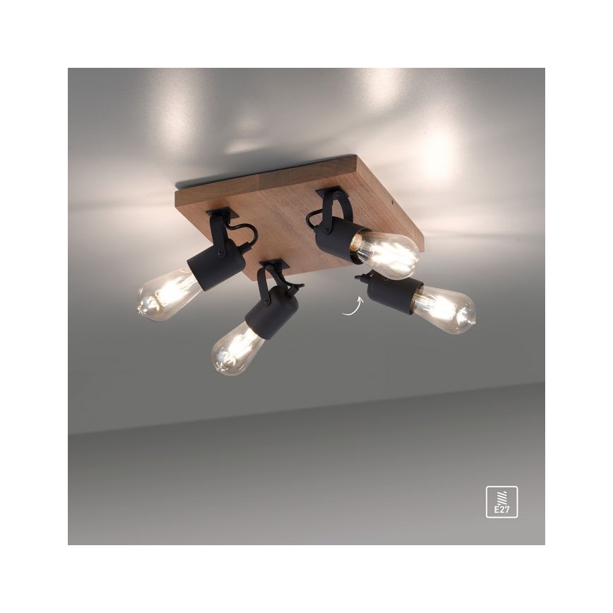 Leuchten Direkt 15634-18 - Spotlampe CANOP 4xE27/60W/230V akacietræ