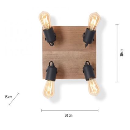 Leuchten Direkt 15634-18 - Spotlampe CANOP 4xE27/60W/230V akacietræ