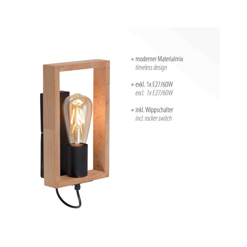 Leuchten Direkt 15654-18 - Væglampe FRANKY 1xE27/60W/230V akacietræ