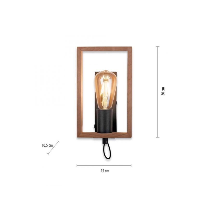 Leuchten Direkt 15654-18 - Væglampe FRANKY 1xE27/60W/230V akacietræ