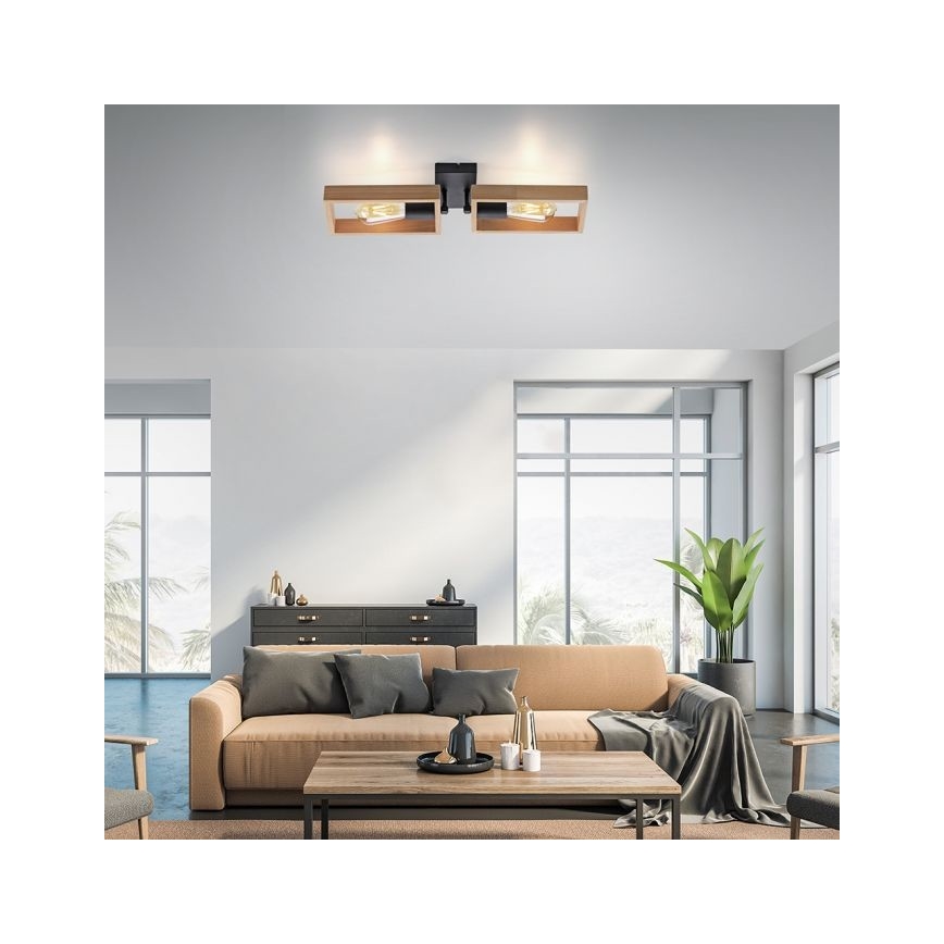 Leuchten Direkt 15657-18 - Loftlampe FRANKY 2xE27/60W/230V akacietræ