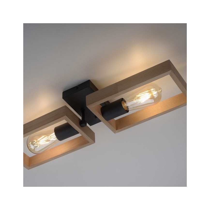 Leuchten Direkt 15657-18 - Loftlampe FRANKY 2xE27/60W/230V akacietræ