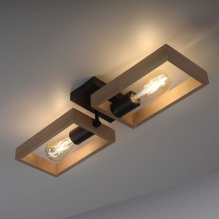 Leuchten Direkt 15657-18 - Loftlampe FRANKY 2xE27/60W/230V akacietræ