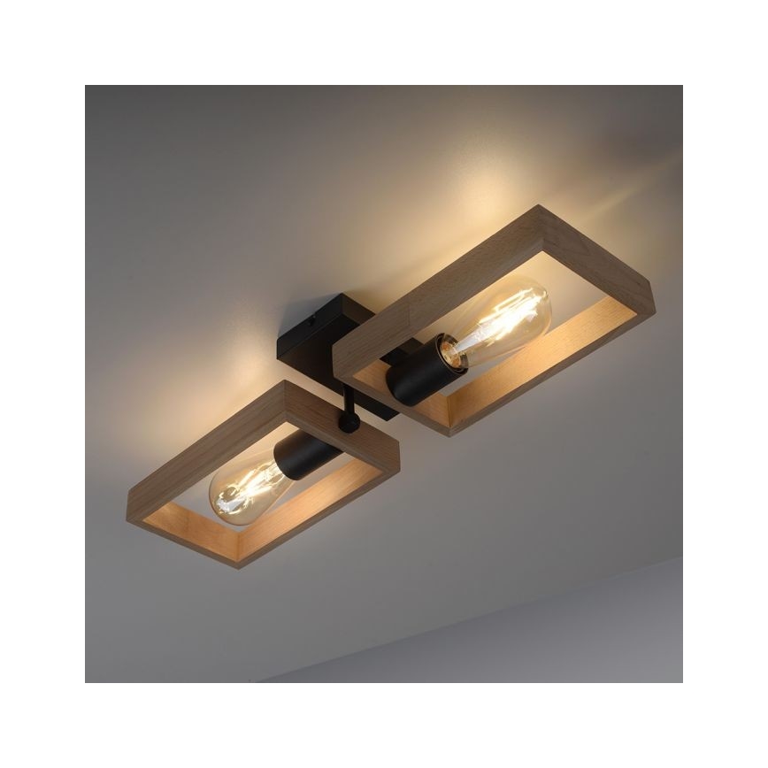 Leuchten Direkt 15657-18 - Loftlampe FRANKY 2xE27/60W/230V akacietræ
