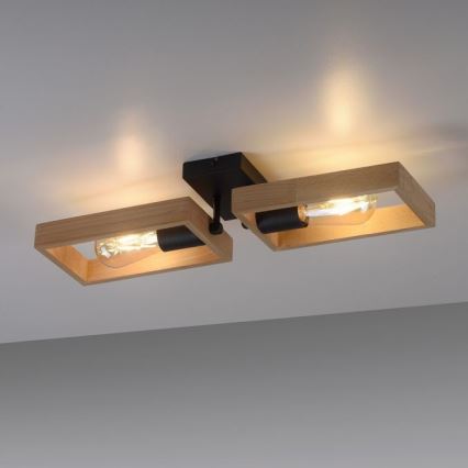 Leuchten Direkt 15657-18 - Loftlampe FRANKY 2xE27/60W/230V akacietræ