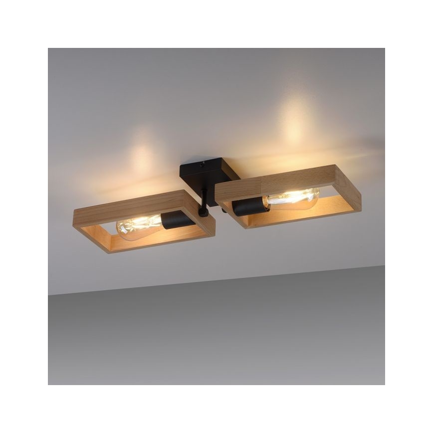 Leuchten Direkt 15657-18 - Loftlampe FRANKY 2xE27/60W/230V akacietræ