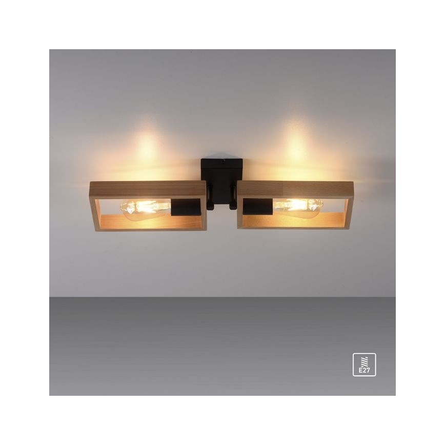 Leuchten Direkt 15657-18 - Loftlampe FRANKY 2xE27/60W/230V akacietræ
