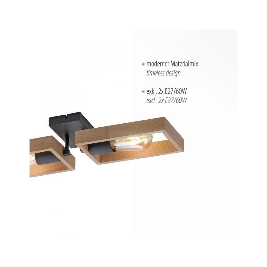 Leuchten Direkt 15657-18 - Loftlampe FRANKY 2xE27/60W/230V akacietræ