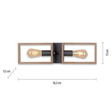 Leuchten Direkt 15657-18 - Loftlampe FRANKY 2xE27/60W/230V akacietræ