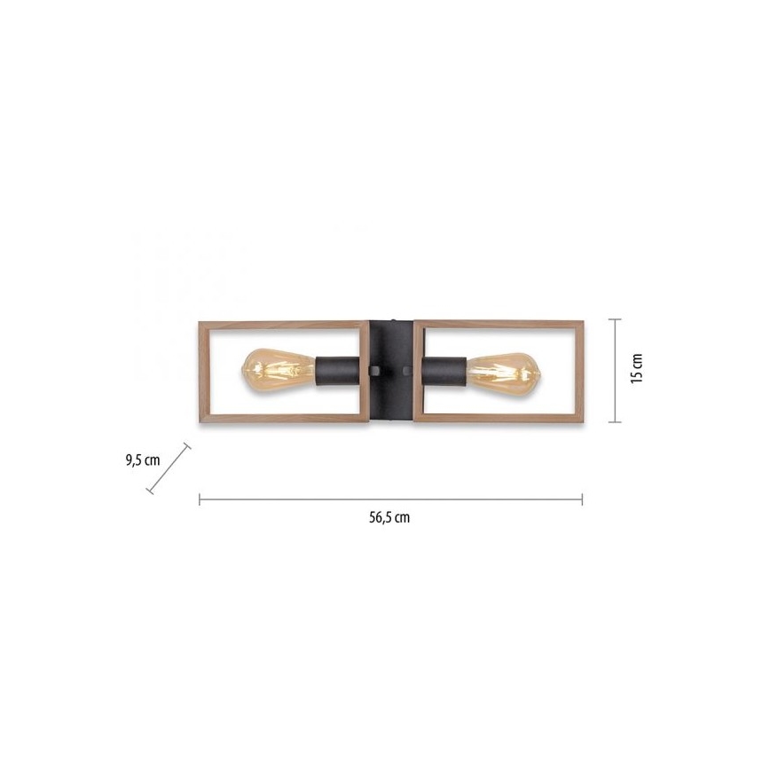 Leuchten Direkt 15657-18 - Loftlampe FRANKY 2xE27/60W/230V akacietræ