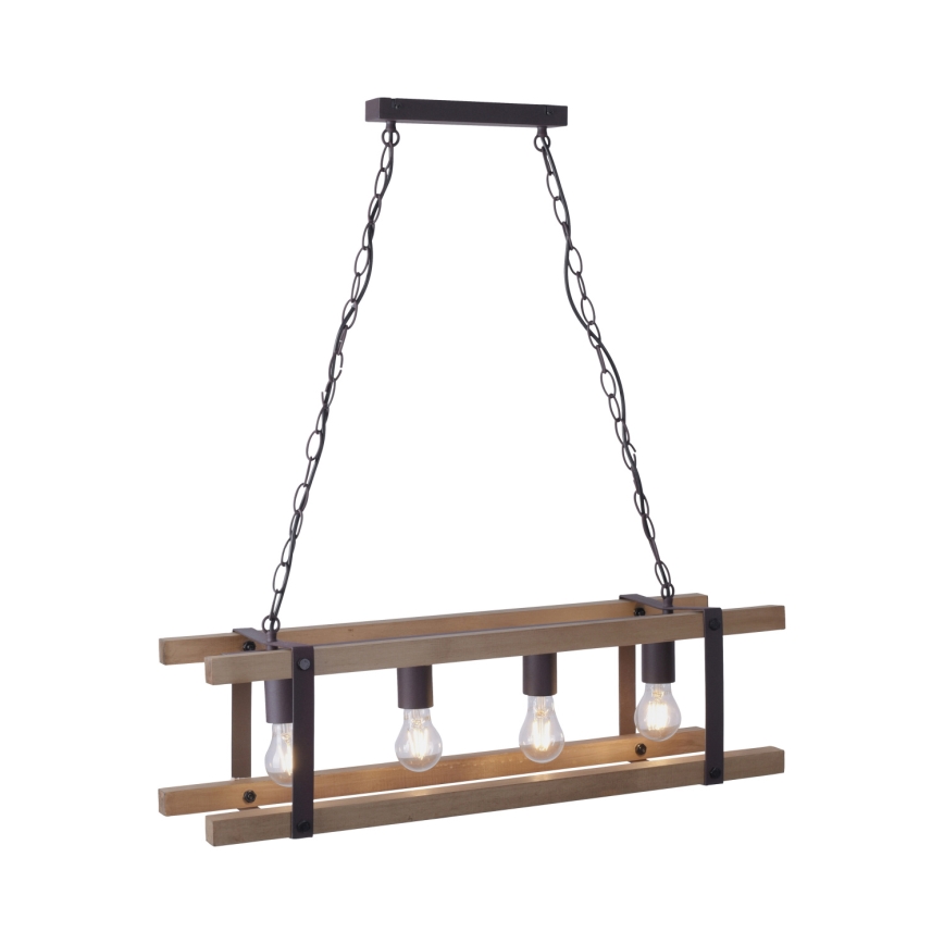 Leuchten Direkt 15684-79 - Pendel med kædeophæng EDITH 4xE27/60W/230V fyrretræ