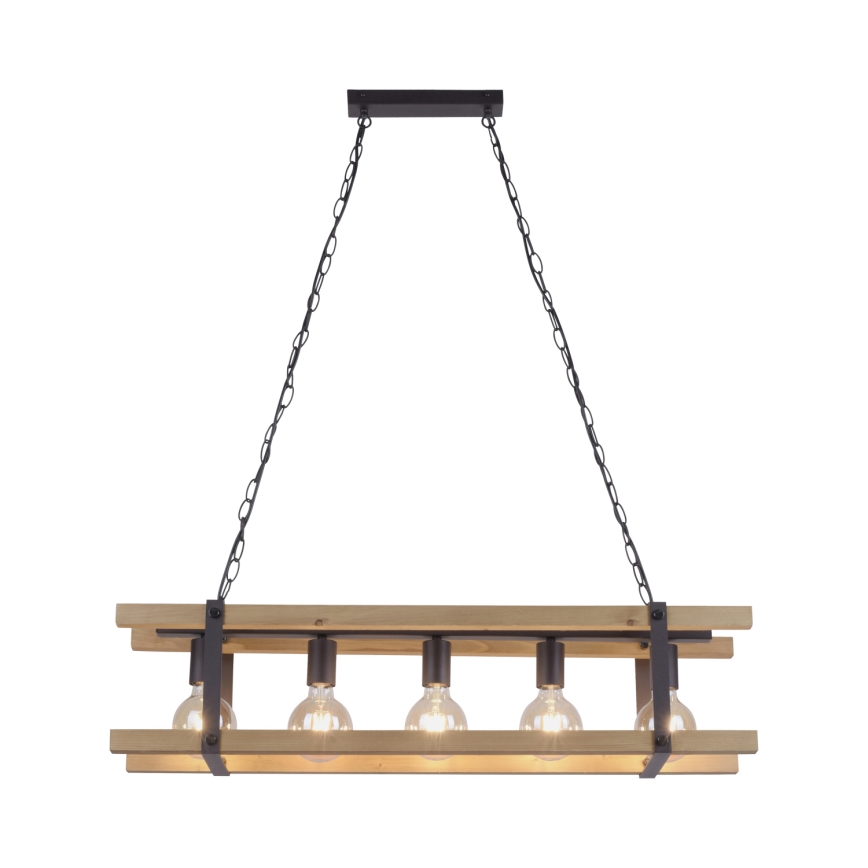 Leuchten Direkt 15685-79 - Pendel med kædeophæng EDITH 5xE27/60W/230V fyrretræ