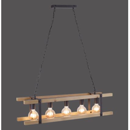 Leuchten Direkt 15685-79 - Pendel med kædeophæng EDITH 5xE27/60W/230V fyrretræ