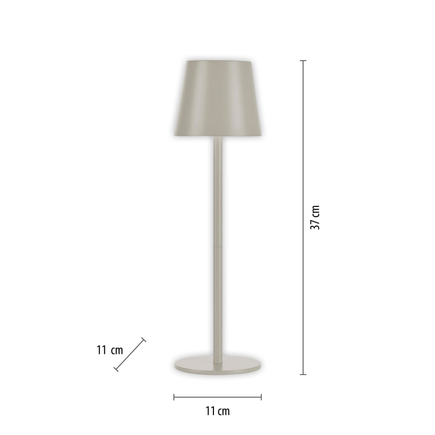 Leuchten Direkt 19250-40 - LED Udendørs bordlampe dæmpbar og genopladelig EURIA LED/3W/5V 2600 mAh IP54 grå