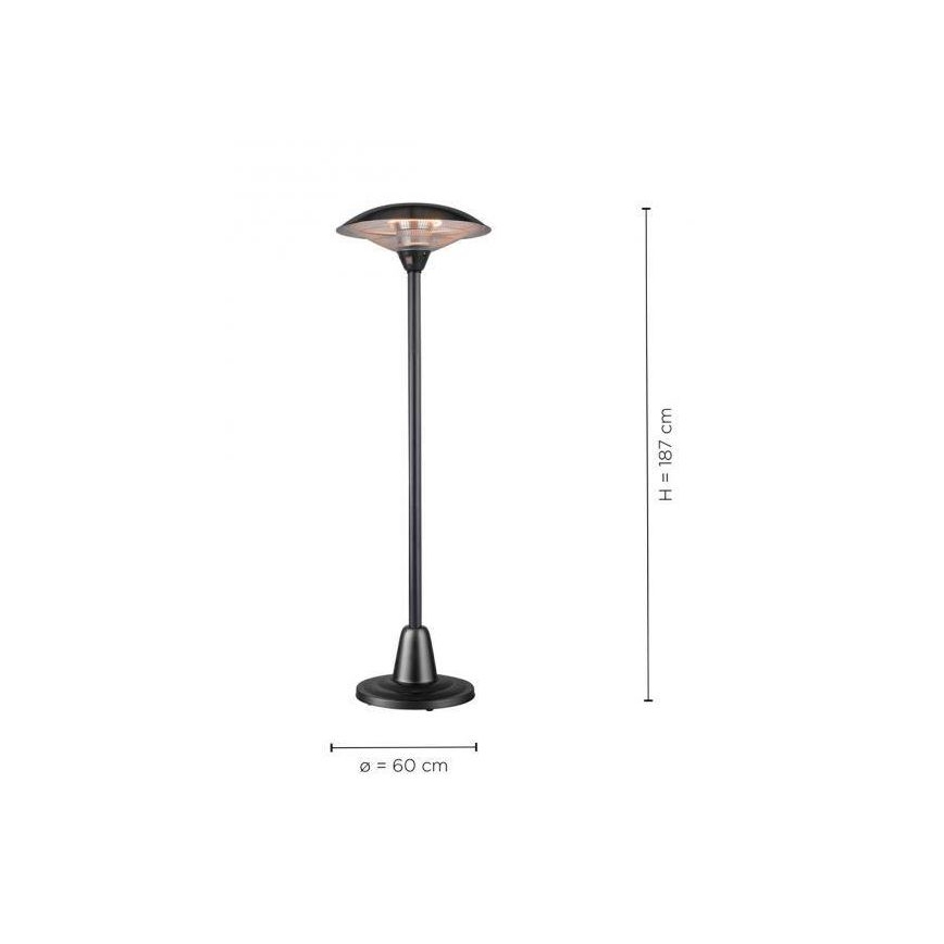 Leuchten Direkt 99501-18 - Udendørs varmeelement GLOW 1500-3000W/230V 1,87 m IP34 sort