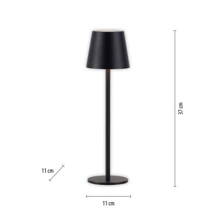 Leuchten Direkt 19250-18 - Udendørs LED bordlampe dæmpbar og genopladelig EURIA LED/3W/5V 2600 mAh IP54 sort