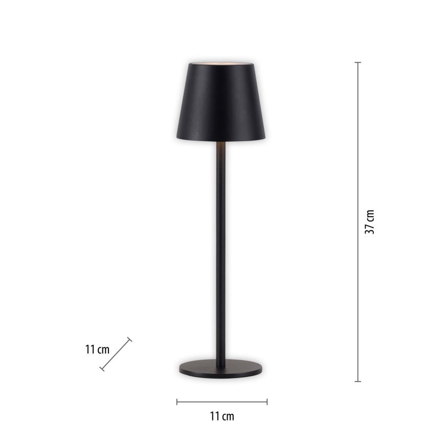 Leuchten Direkt 19250-18 - Udendørs LED bordlampe dæmpbar og genopladelig EURIA LED/3W/5V 2600 mAh IP54 sort