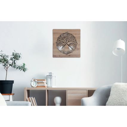 Li-Go 23537/DUB2 - LED-dæmpbart ur LED/10W/5V 20000 mAh 42x42 cm eg/oliventræ i en cirkel + fjernbetjening