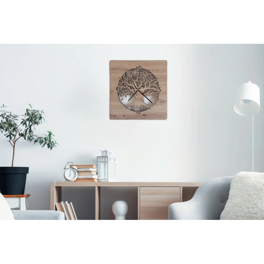 Li-Go 23537/DUB2 - LED-dæmpbart ur LED/10W/5V 20000 mAh 42x42 cm eg/oliventræ i en cirkel + fjernbetjening