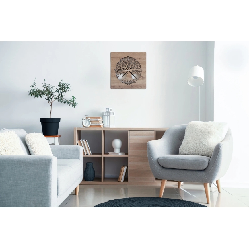 Li-Go 23537/DUB2 - LED-dæmpbart ur LED/10W/5V 20000 mAh 42x42 cm eg/oliventræ i en cirkel + fjernbetjening