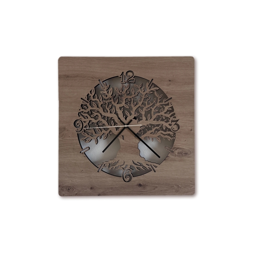 Li-Go 23537/DUB2 - LED-dæmpbart ur LED/10W/5V 20000 mAh 42x42 cm eg/oliventræ i en cirkel + fjernbetjening