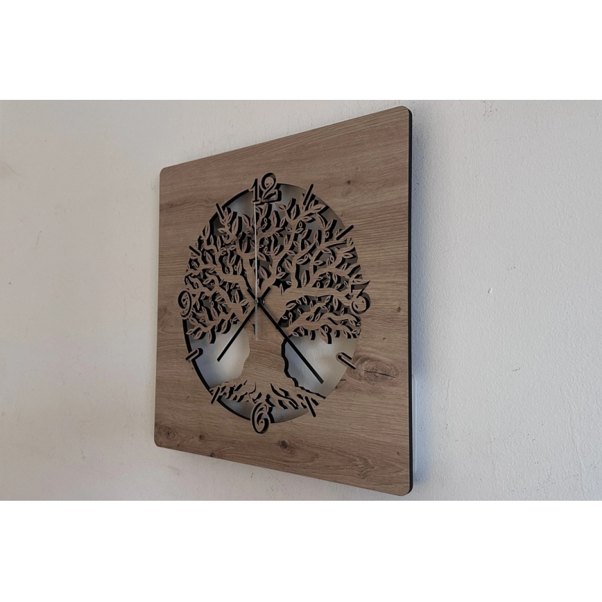 Li-Go 23537/DUB2 - LED-dæmpbart ur LED/10W/5V 20000 mAh 42x42 cm eg/oliventræ i en cirkel + fjernbetjening