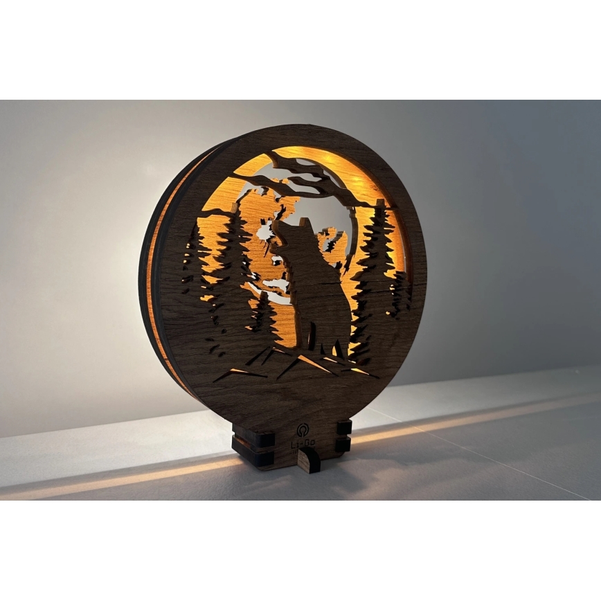 Li-Go 23574/DUB2 - LED dæmpbar borddekoration LED/12W/230V 20x22 cm eg/Ulv og måne