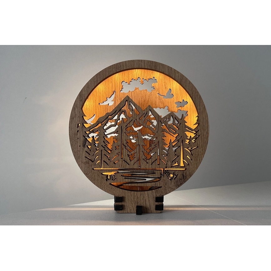 Li-Go 23583/DUB2 - Dæmpbar LED-borddekoration LED/12W/230V 20x22 cm eg/Bjerge og skov