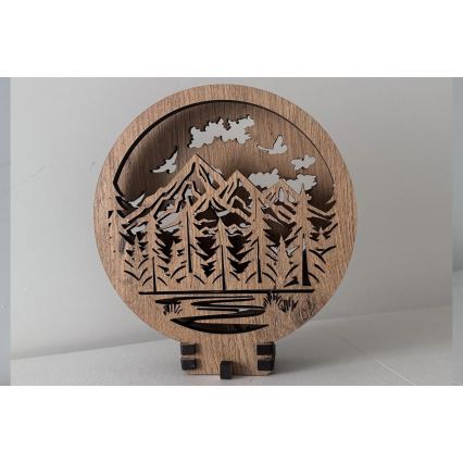 Li-Go 23583/DUB2 - Dæmpbar LED-borddekoration LED/12W/230V 20x22 cm eg/Bjerge og skov