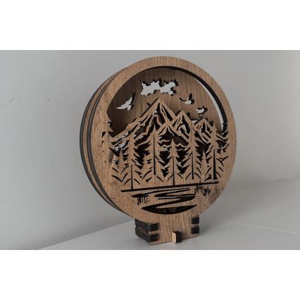 Li-Go 23583/DUB2 - Dæmpbar LED-borddekoration LED/12W/230V 20x22 cm eg/Bjerge og skov