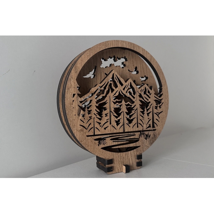 Li-Go 23583/DUB2 - Dæmpbar LED-borddekoration LED/12W/230V 20x22 cm eg/Bjerge og skov