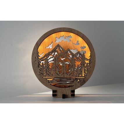 Li-Go 23583/DUB2 - Dæmpbar LED-borddekoration LED/12W/230V 20x22 cm eg/Bjerge og skov