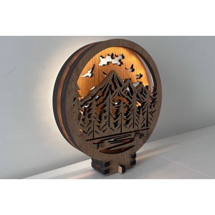 Li-Go 23583/DUB2 - Dæmpbar LED-borddekoration LED/12W/230V 20x22 cm eg/Bjerge og skov