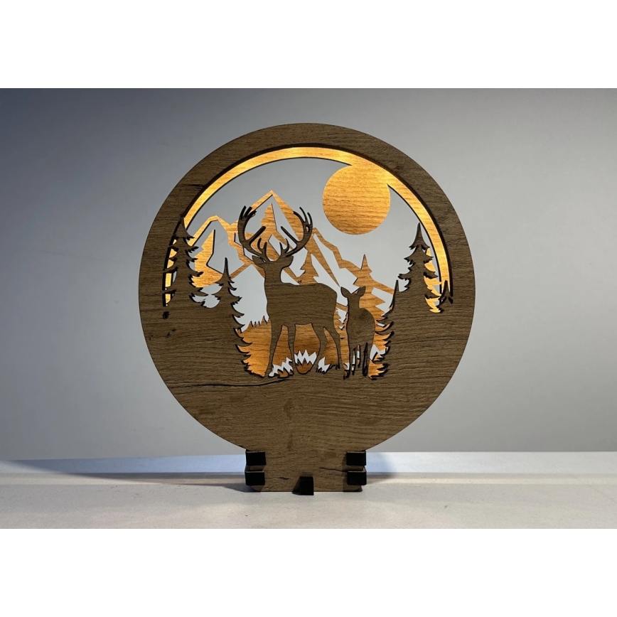 Li-Go 23592/DUB2 - Dæmpbar LED-borddekoration LED/12W/230V 20x22 cm eg/hjort og hind