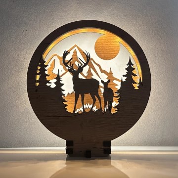 Li-Go 23592/DUB2 - LED dæmpbar borddekoration LED/12W/230V 20x22 cm eg/hjort og hind