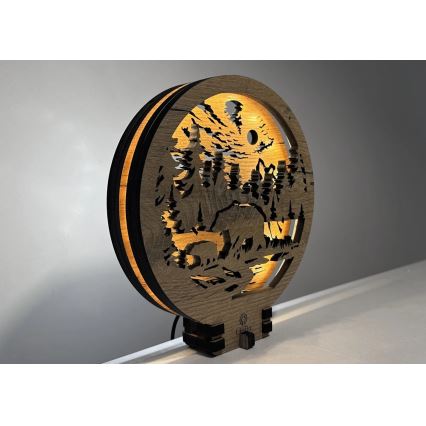 Li-Go 23595/DUB2 - LED-dæmpbar borddekoration LED/12W/230V 20x22 cm egetræ/bjørne