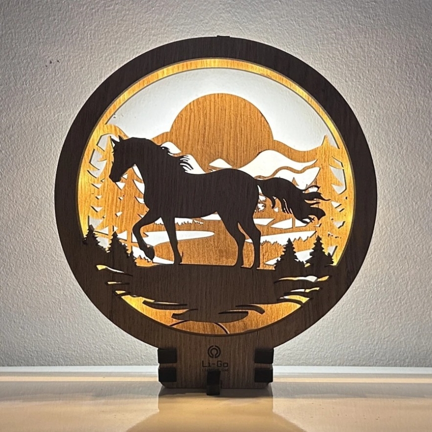 Li-Go 23598/DUB2 - LED dæmpbar borddekoration LED/12W/230V 20x22 cm eg/hest