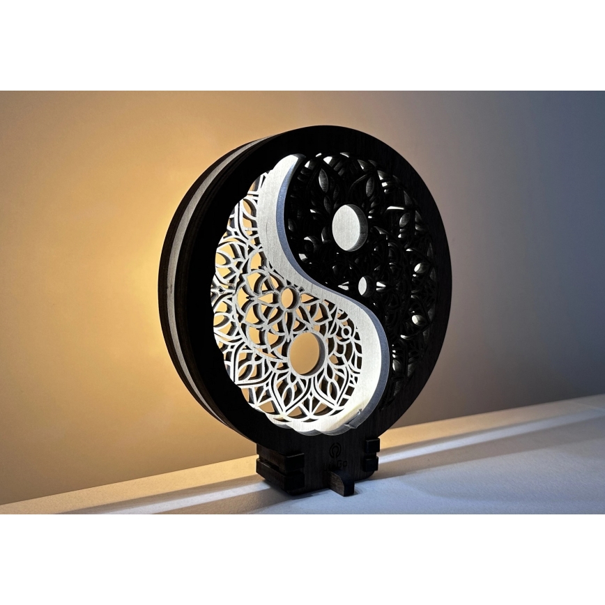 Li-Go 23607/O - LED-dæmpbar borddekoration LED/12W/230V 20x22 cm valnød/Yin Yang