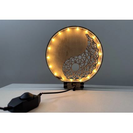 Li-Go 23607/O - LED-dæmpbar borddekoration LED/12W/230V 20x22 cm valnød/Yin Yang