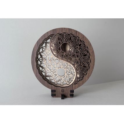 Li-Go 23607/O - LED-dæmpbar borddekoration LED/12W/230V 20x22 cm valnød/Yin Yang