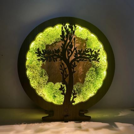 Li-Go 23622/DUB2 - Dæmpbar LED-borddekoration LED/12W/230V 20x22 cm eg/Kors i mos