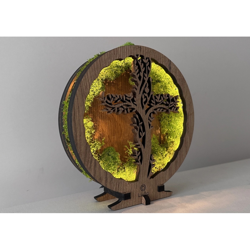 Li-Go 23622/DUB2 - Dæmpbar LED-borddekoration LED/12W/230V 20x22 cm eg/Kors i mos