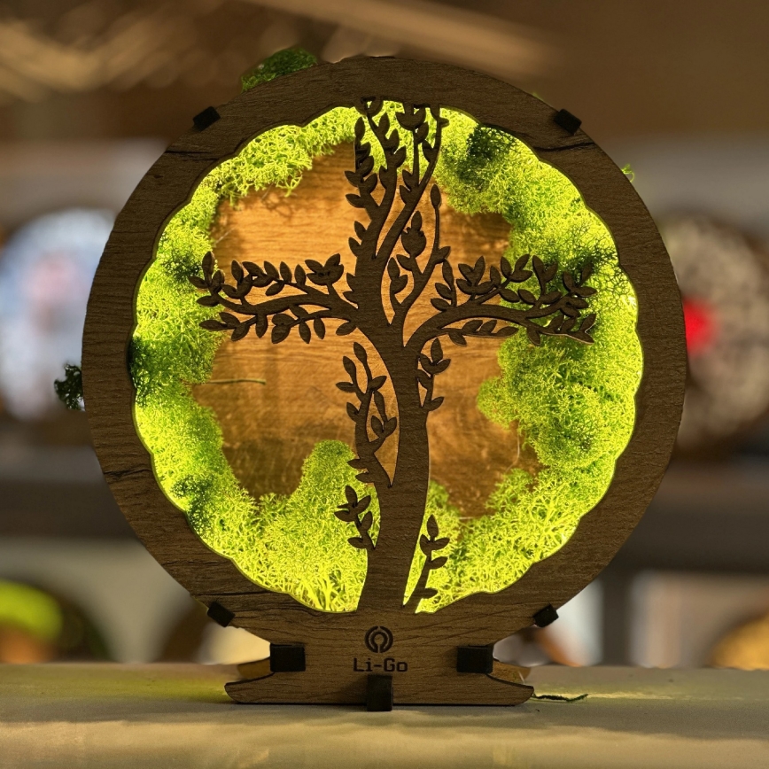 Li-Go 23622/DUB2 - Dæmpbar LED-borddekoration LED/12W/230V 20x22 cm eg/Kors i mos