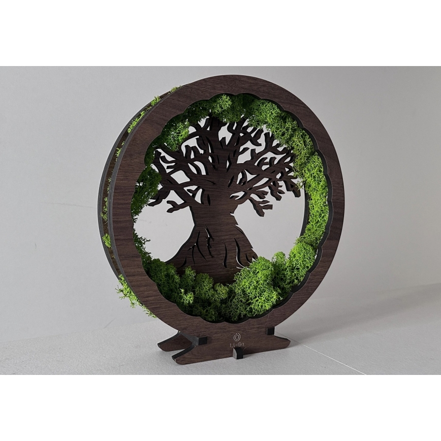 Li-Go 23631/DUB2 - LED dæmpbar borddekoration LED/12W/230V 30x31 cm eg/mos og træ