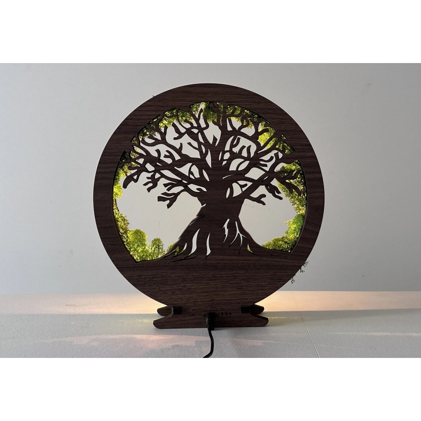 Li-Go 23631/DUB2 - LED dæmpbar borddekoration LED/12W/230V 30x31 cm eg/mos og træ