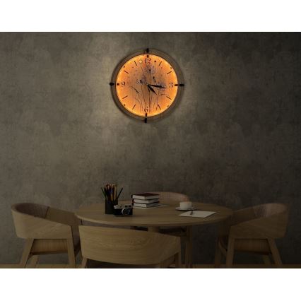 Li-Go 23688/DUB2 - LED-dæmpbart vægur med bevægelsessensor LED/5V 20000 mAh + 1xAA Ø 32 cm eg/Mælkebøtte