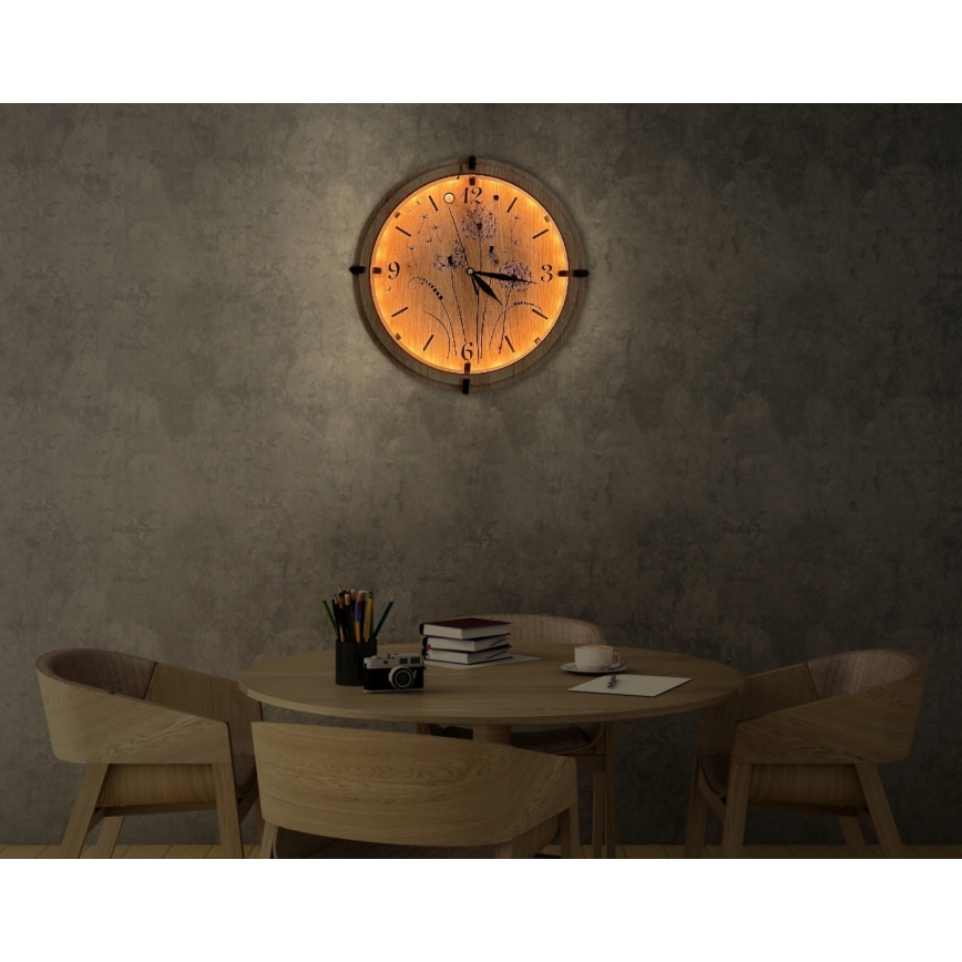 Li-Go 23688/DUB2 - LED-dæmpbart vægur med bevægelsessensor LED/5V 20000 mAh + 1xAA Ø 32 cm eg/Mælkebøtte