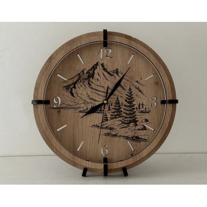 Li-Go 23697/DUB/BAT2 - LED-dæmpbart vægur med bevægelsessensor LED/10W/5V 20000 mAh + 1xAA Ø 32 cm eg/Bjerge