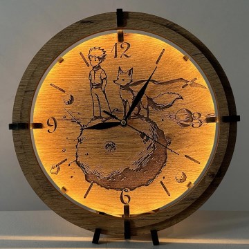 Li-Go 23712/DUB/BAT2 - LED-dæmpbart ur med bevægelsessensor LED/10W/5V 20000 mAh + 1xAA Ø 32 cm eg/Den lille prins